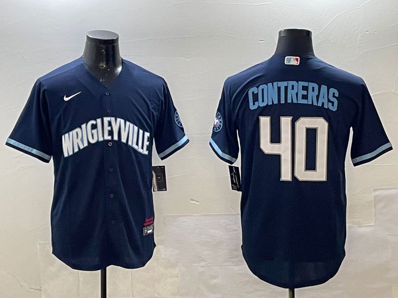 Men Chicago Cubs 40 Contreras Blue City Edition 2025 Nike MLB Jersey style 1
